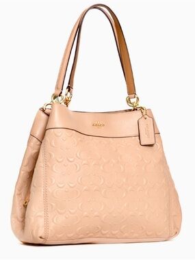 Designer Coach Lexy Shoulder Bag in Signature Leather Nude Pink